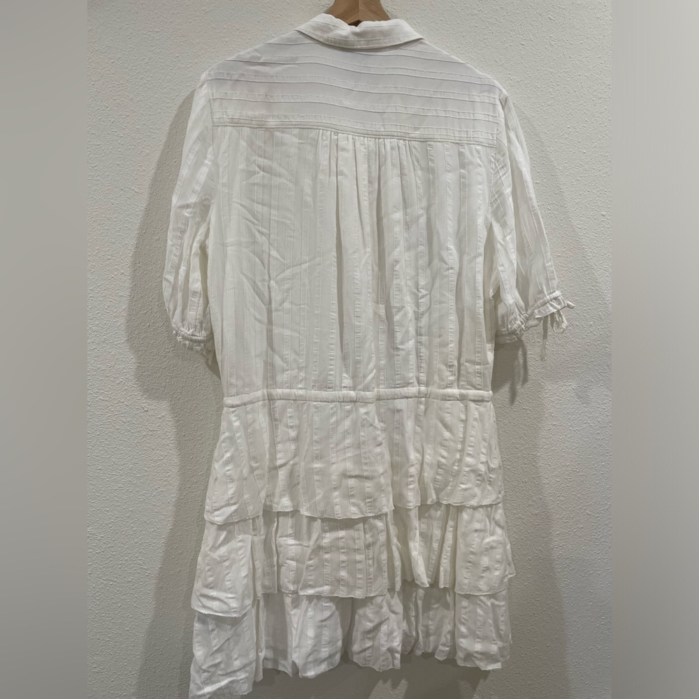 PAIGE White Tiered Button-Up Dress Size Large - Picture 11 of 12